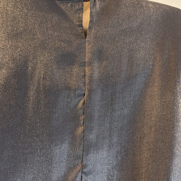 Saint Germaine Vintage Silver Short Sleeve Top Shoulder Pads Sz M Made in the US - Picture 3 of 5